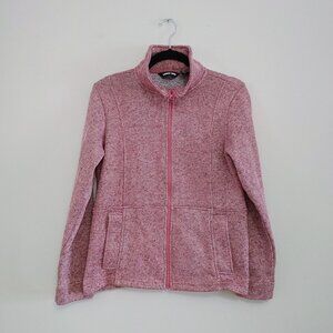 Lands' End Women's Full Zip Jacket Size Small Pink Long Sleeve Zig Zag Patterned